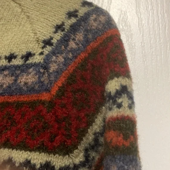 Vintage Paul Harris Nordic Fair Isle Shetland Wool Full Zip Sweater Sz S - Picture 8 of 16